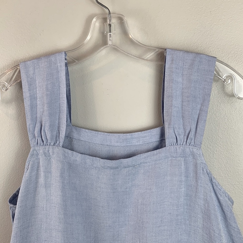 LOFT Linen Blend Chambray Square Neck Flounce Dress NEW! - Picture 7 of 8
